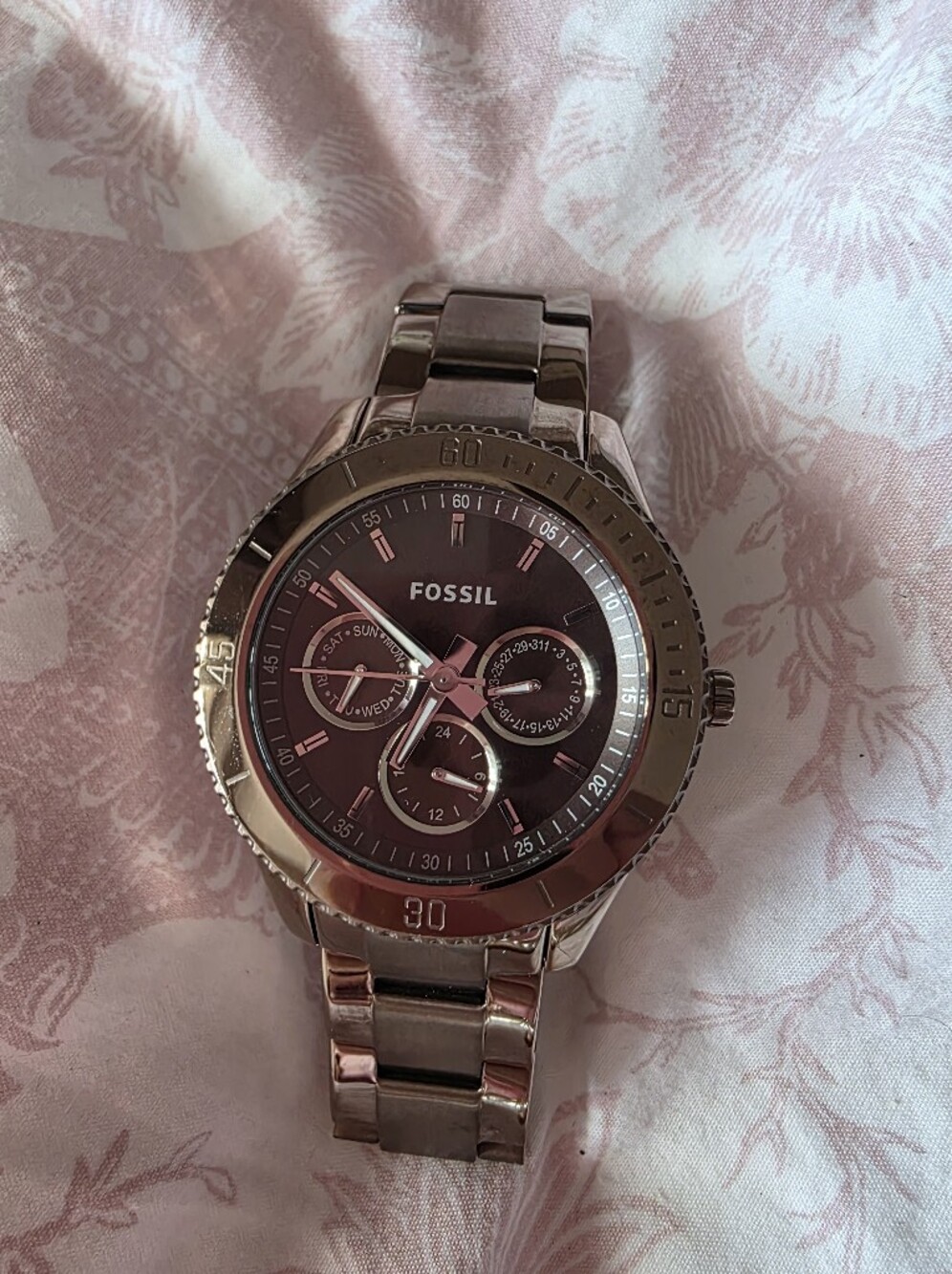 Brown Metal Fossil Watch